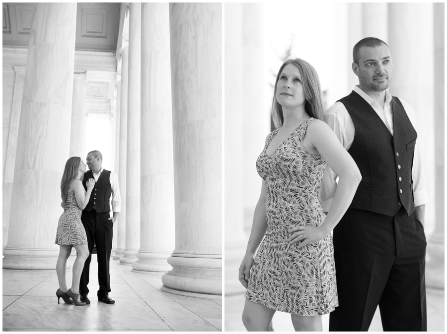 DC Monument Engagement Photographs - Black and white Jefferson memorial Engagement Photographer