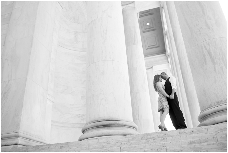 DC Monument Engagement Photographs - Black and white Jefferson memorial Engagement Photographer