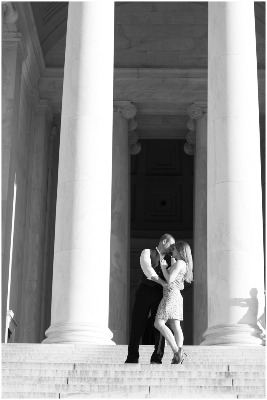 DC Monument Engagement Photographs - Black and white Jefferson memorial Engagement Photographer