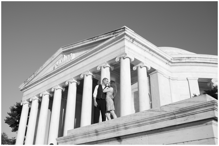 DC Monument Engagement Photographs - Black and white Jefferson memorial Engagement Photographer