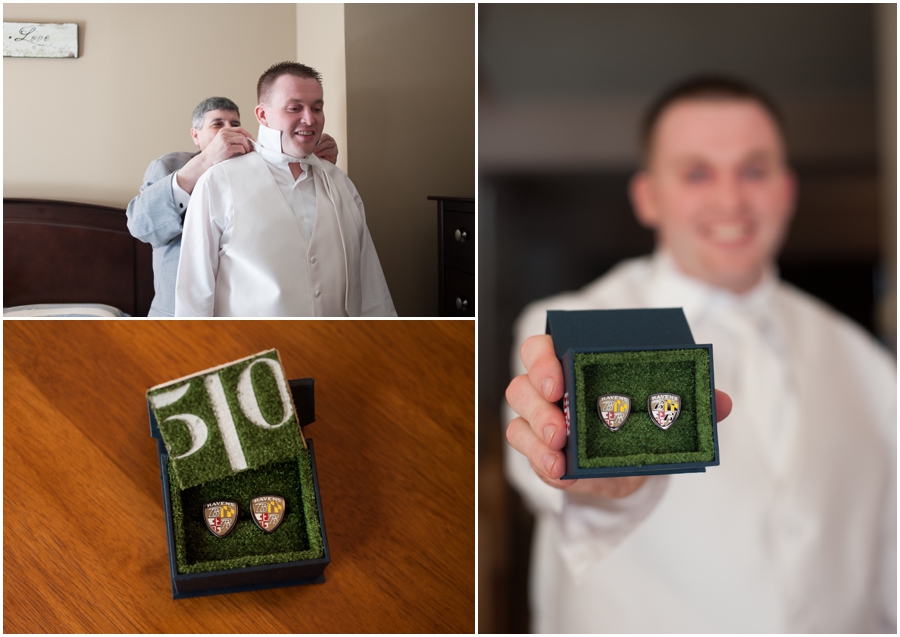 Ravens Cuff Links - Bel Air Wedding Photographer - Bridal Portrait Getting Ready