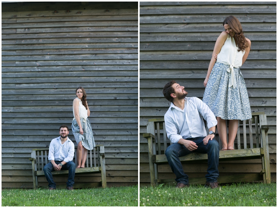 Howard County Conservancy Engagement Photograph - Playful barn engagement photo