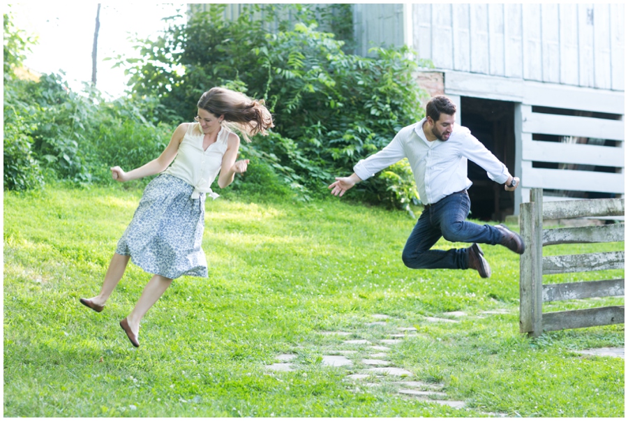 Howard County Conservancy Engaged couple Photograph - Jumping Engagement Photo