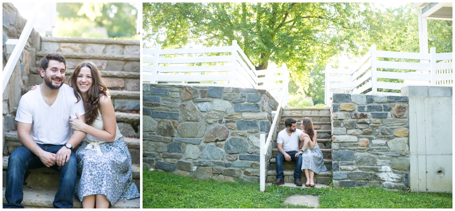 Howard County Conservancy Stone wall engagement photo - Sunset Engagement Photographer