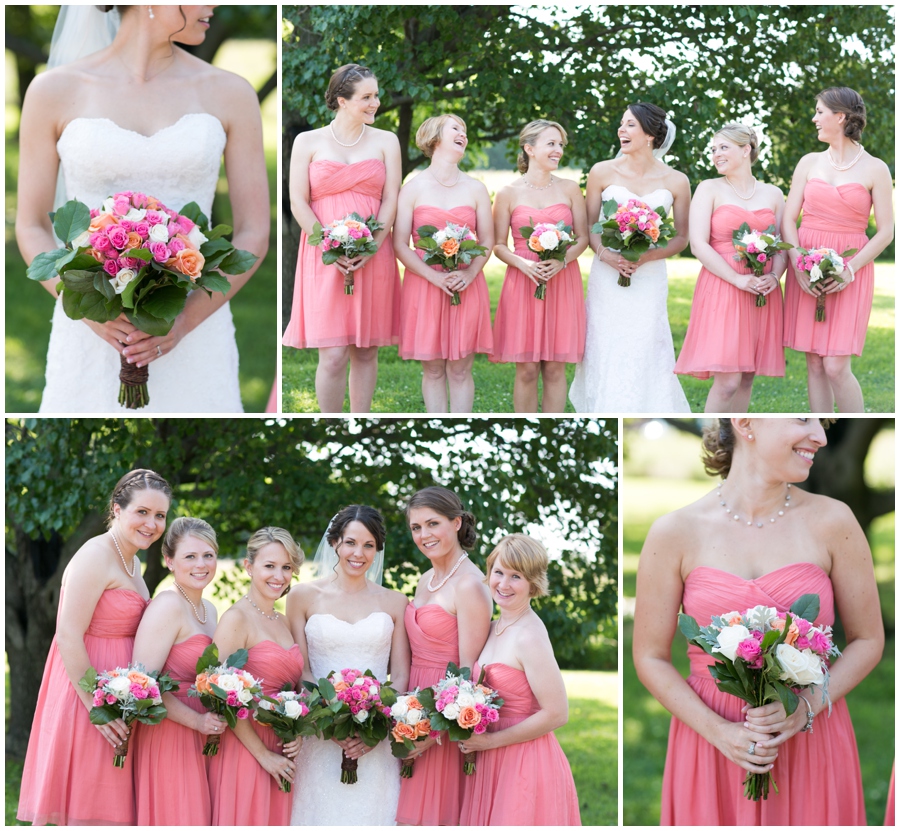 Kent Manor Inn Wedding Photographer - Coral bridesmaid dresses