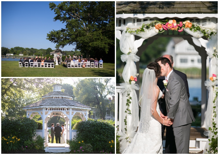 Historic waterfront ceremony - Kent Manor Inn Wedding Photographer - Eastern Shore wedding ceremony