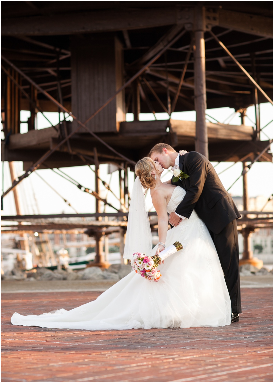 Downtown Baltimore Wedding Photographer - Pier 5 Lighthouse Epic Bridal Portrait- Pier 5 Hotel Wedding Photographer