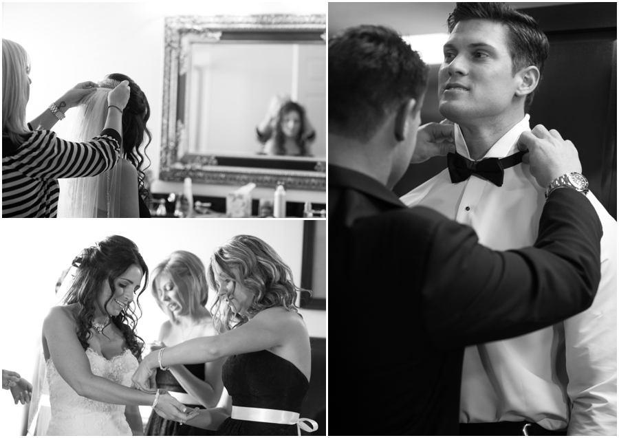 Havre de Grace Wedding Photographer - black and white getting ready photograph