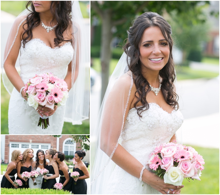 Havre de Grace Wedding Photographer - Bulle Rock Golf Course Wedding Photographer - black bridesmaid dress - pink wedding color