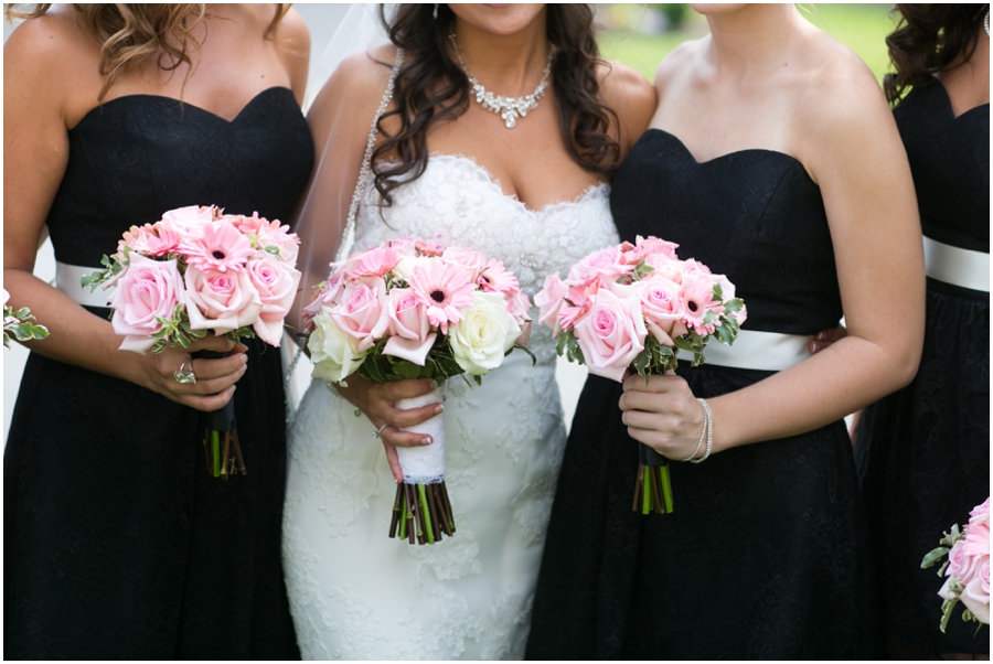 Havre de Grace Wedding Photographer - Bulle Rock Wedding Party Photograph - black bridesmaid dress - pink wedding color