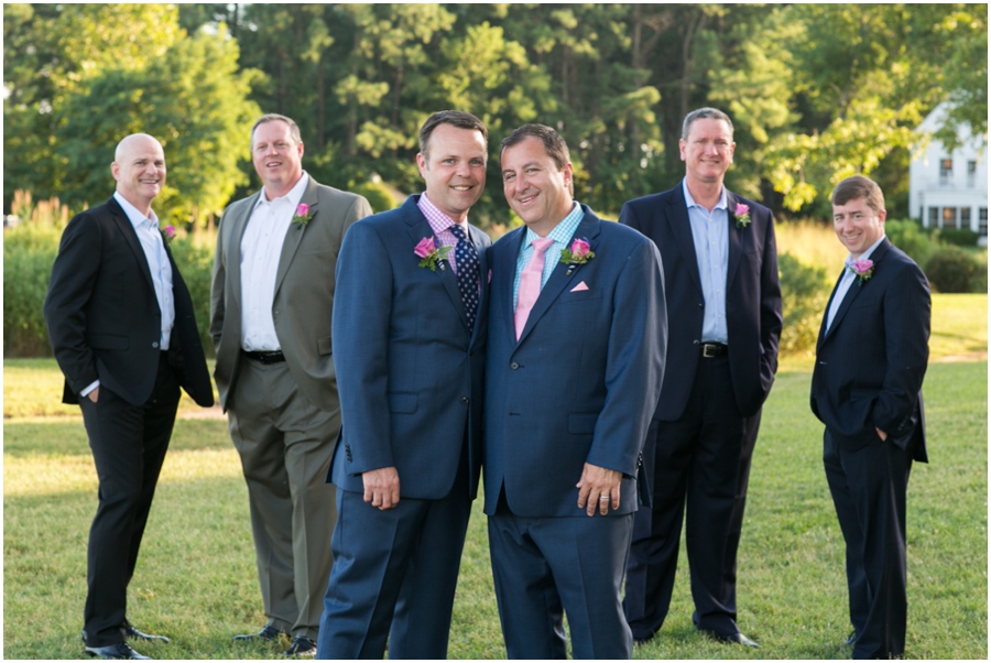 August outdoor wedding portrait - Inn at Perry Cabin Wedding Photographer - Summer waterfront Wedding party