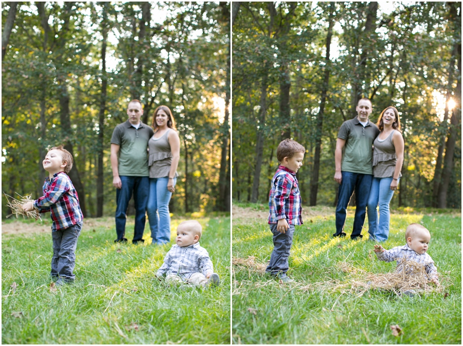 Annapolis Lifestyle Photographer - Fare Fall Family Portrait - hay throw