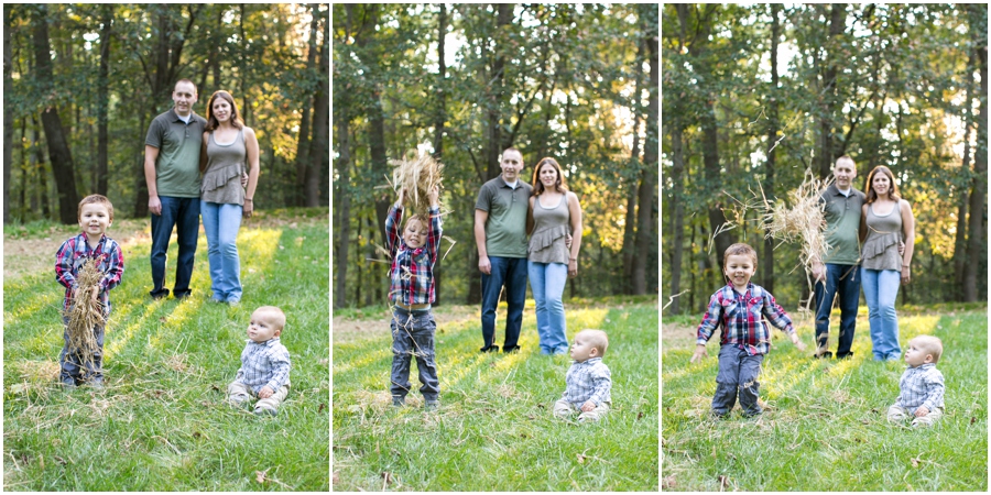 Annapolis Lifestyle Photographer - Fare Fall Family Portrait - hay throw