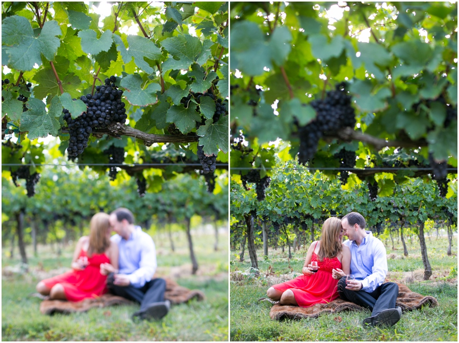 Breaux Vineyard Engagement Love Portrait - Red engagement dress