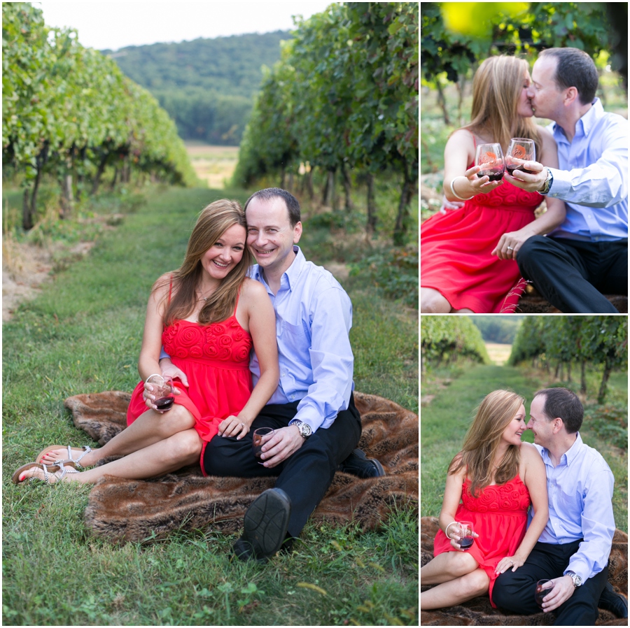 Breaux Vineyard Engagement Love Portrait - Red engagement dress