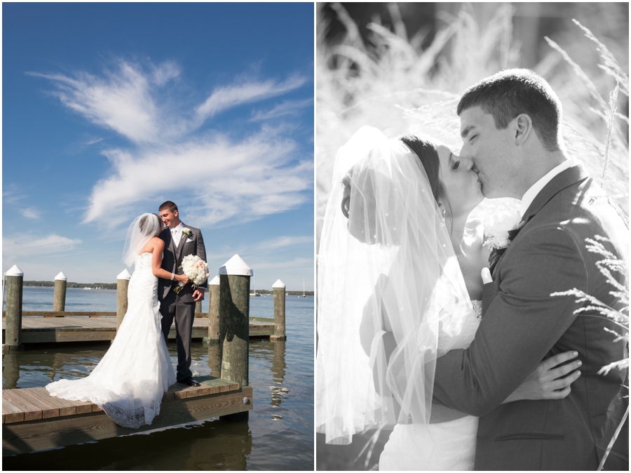 Oxford Maryland Wedding photographer - Oxford Ferry Dock Love Portrait - The Tidewater Inn Wedding Couple