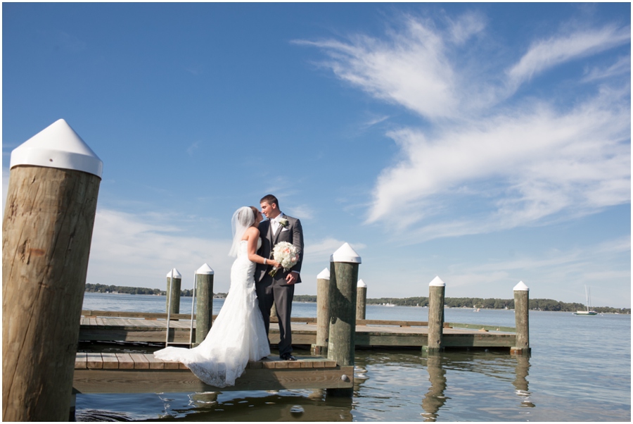 Oxford Maryland Wedding photographer - Oxford Ferry Dock Love Portrait - The Tidewater Inn wedding couple