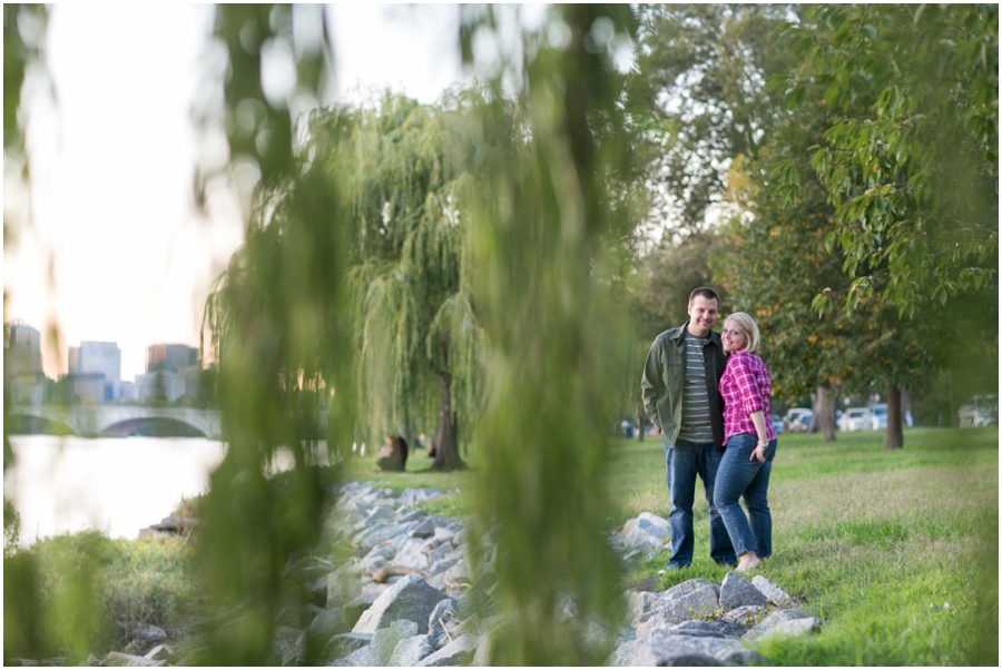 DC Waterfront Engagement Photographer - Fall sunset engagement session