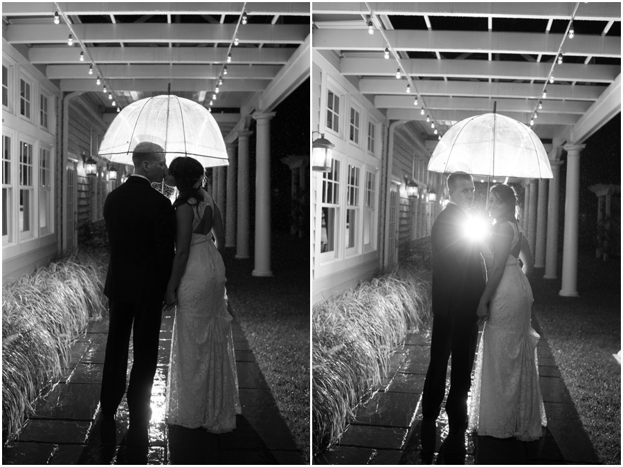 Chesapeake Bay Beach Club Wedding Photographer - Umbrella in the Rain Wedding Photograph