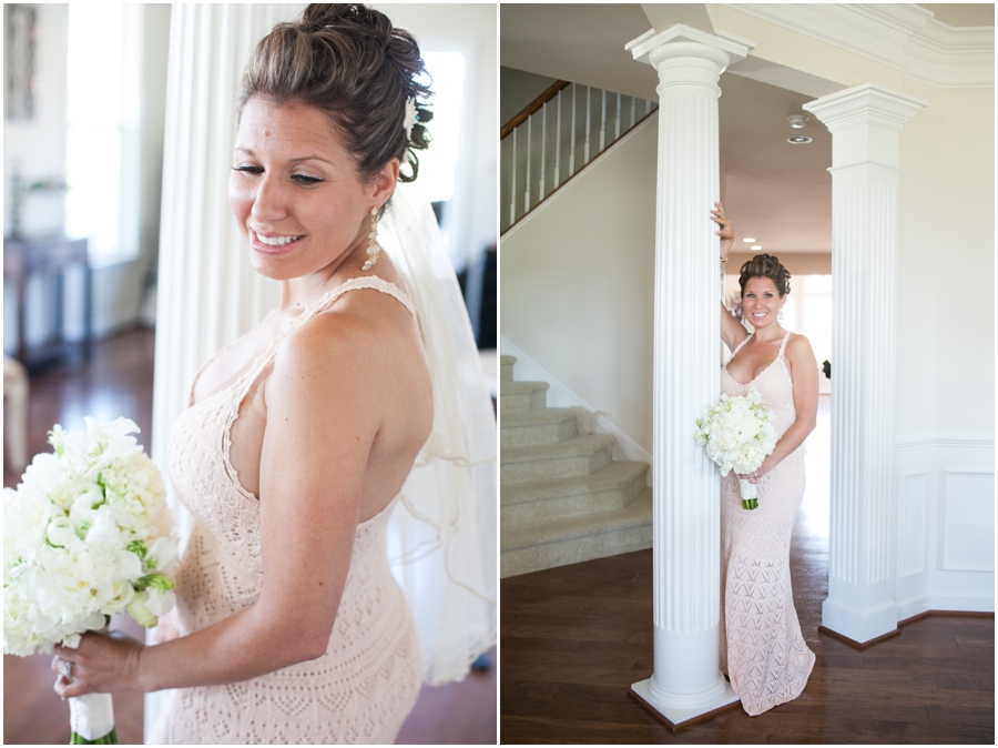 Chester MD Wedding Photographer - Eastern Shore Wedding Bridal Portraits - Blush Lace Dress