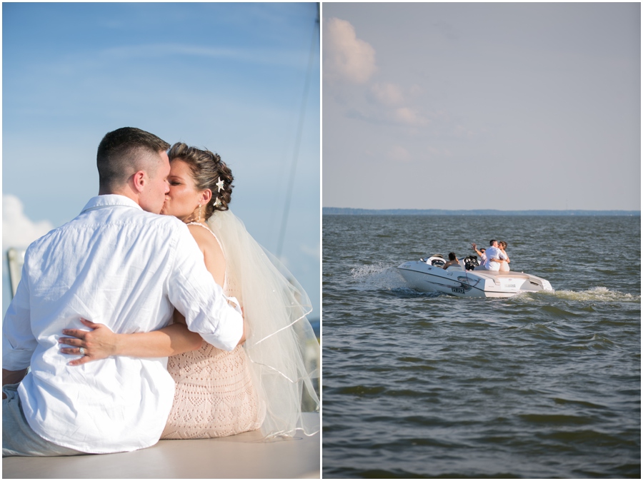 Chester MD Wedding Photographer - Crab Alley Marina Wedding Ceremony Exit