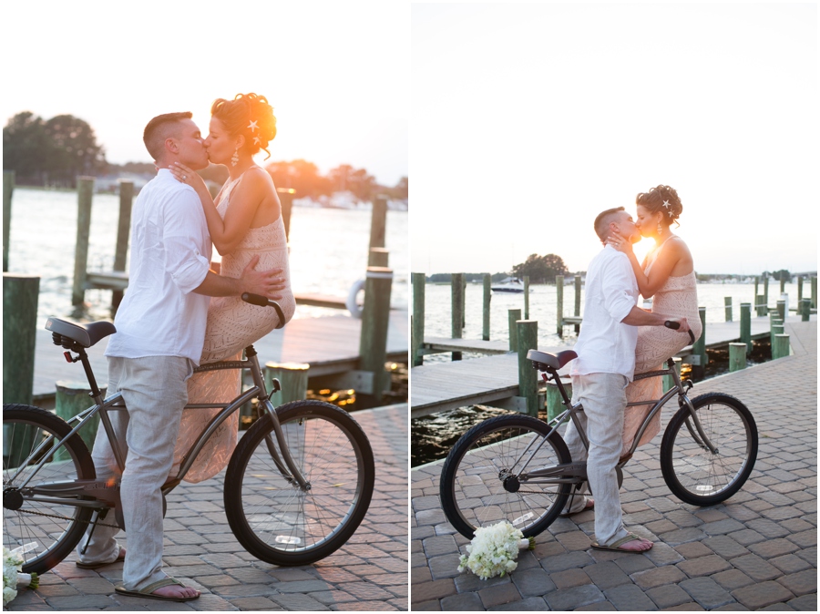 Kent Island Wedding Photographer - Sunset bike love portrait - Eastern Shore Wedding Photograph