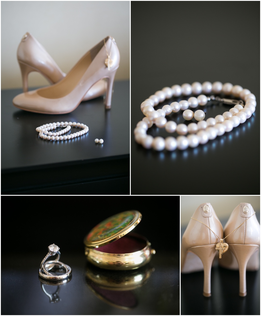 Baltimore Marriott Wedding Photographer - Getting Ready & Pearls - Ivanka Trump Bridal Shoes