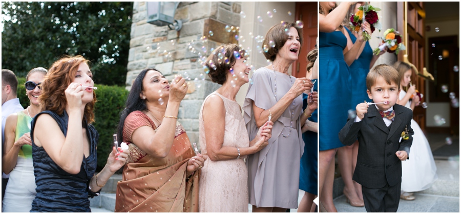 Baltimore Wedding Photographer - St. Piux X Church Ceremony - Bubbles Wedding Exit