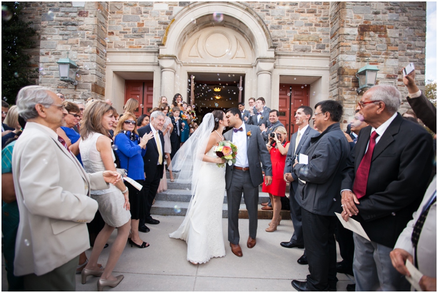 Baltimore Wedding Photographer - St. Piux X Church Ceremony - Bubbles Wedding Exit