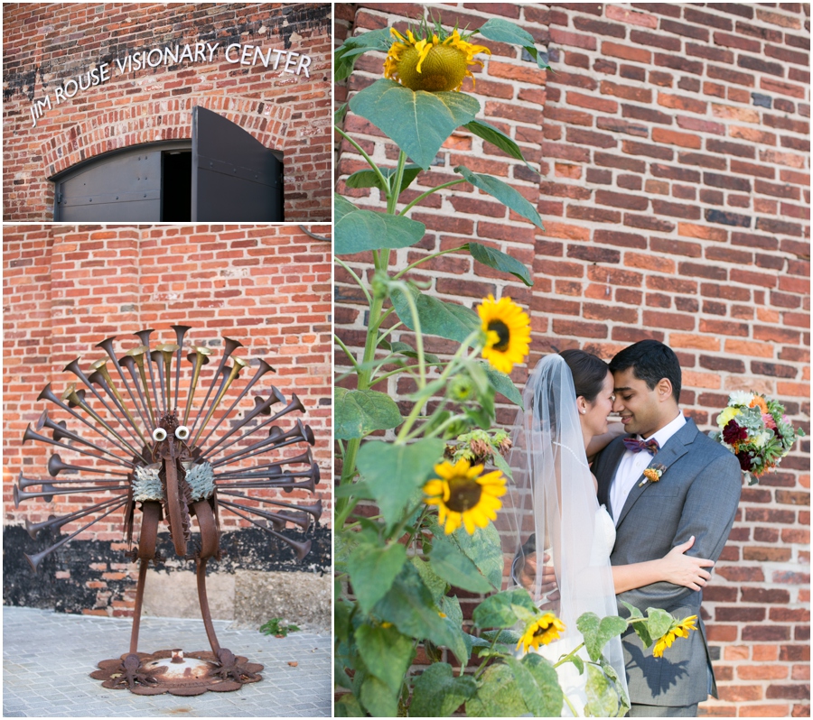 American Visionary Arts Museum Wedding Photographer - Sunflowers - Metal Art - Lemon and Lime Event Design