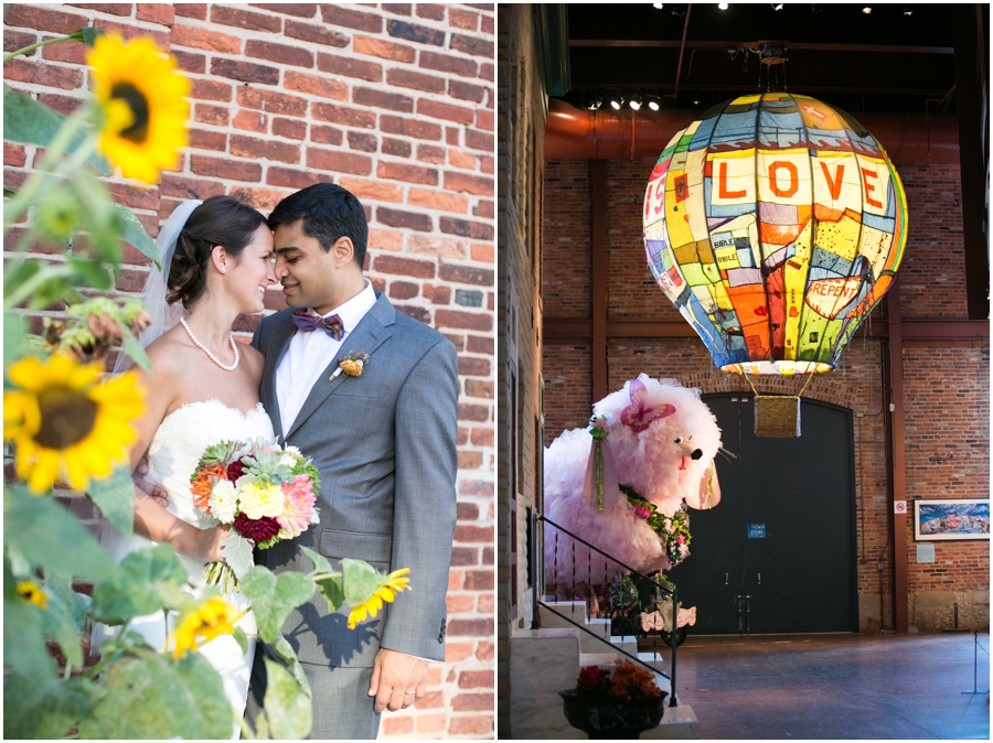 American Visionary Arts Museum Wedding Photographer - Sunflowers - Metal Art - Lemon and Lime Event Design