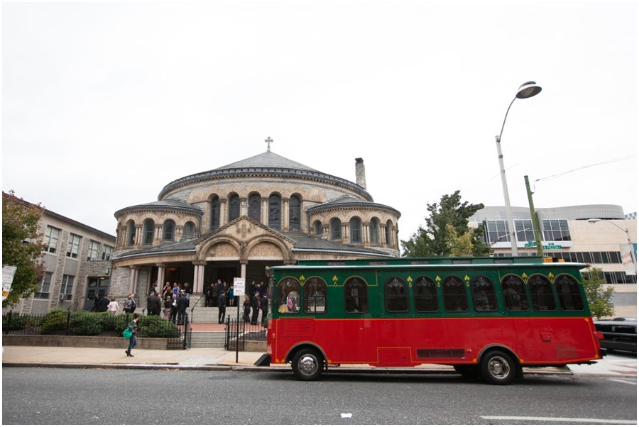 Towson Wedding Photographer - Wedding Trolley - Greek Orthodox Cathedral Baltimore