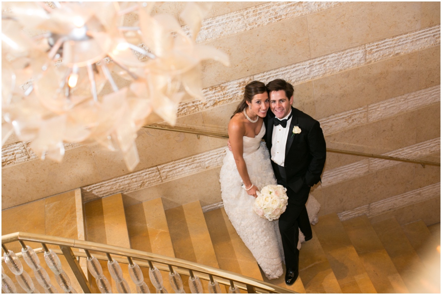 Four Seasons Staircase Wedding Photographer - Elizabeth Bailey Weddings - Evening wedding portrait