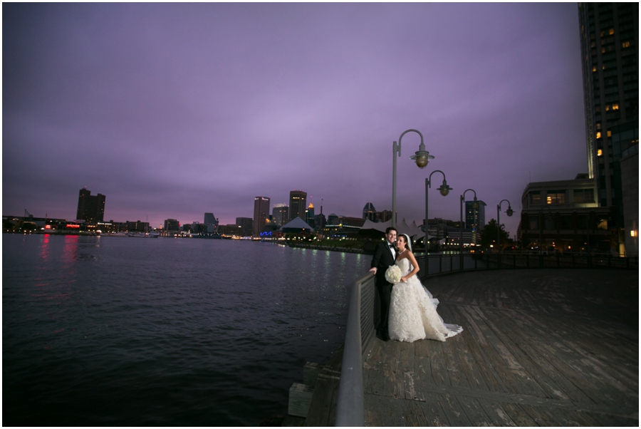 Four Seasons Evening Wedding Photographer - Elizabeth Bailey Weddings - Purple Baltimore Sunset