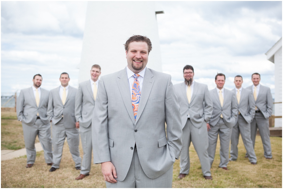 Cover Point Lighthouse Groomsmen Photograph - Solomon's Island Wedding Photographer