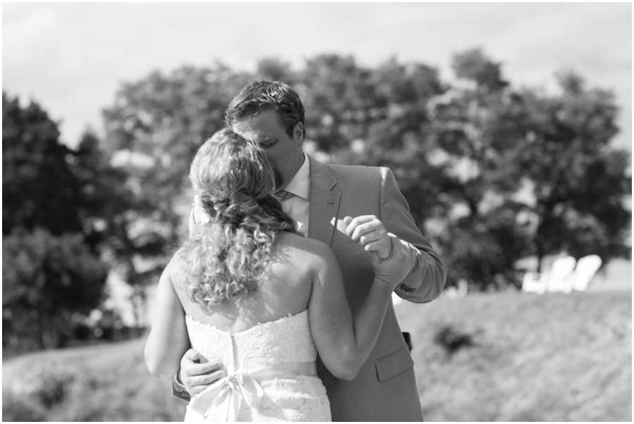 Solomon's Island Wedding Photographer - First Look on a dock