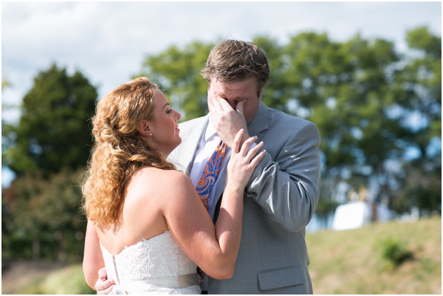 Solomon's Island Wedding Photographer - First Look on a dock