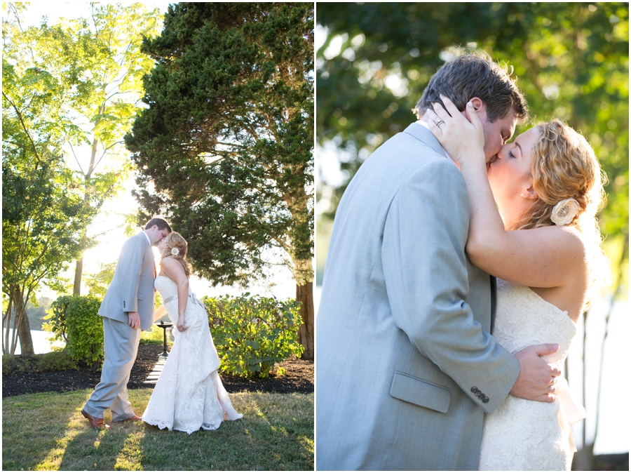 Rustic Solomon's Island Wedding Photographer - Sunset Wedding Couple Portrait