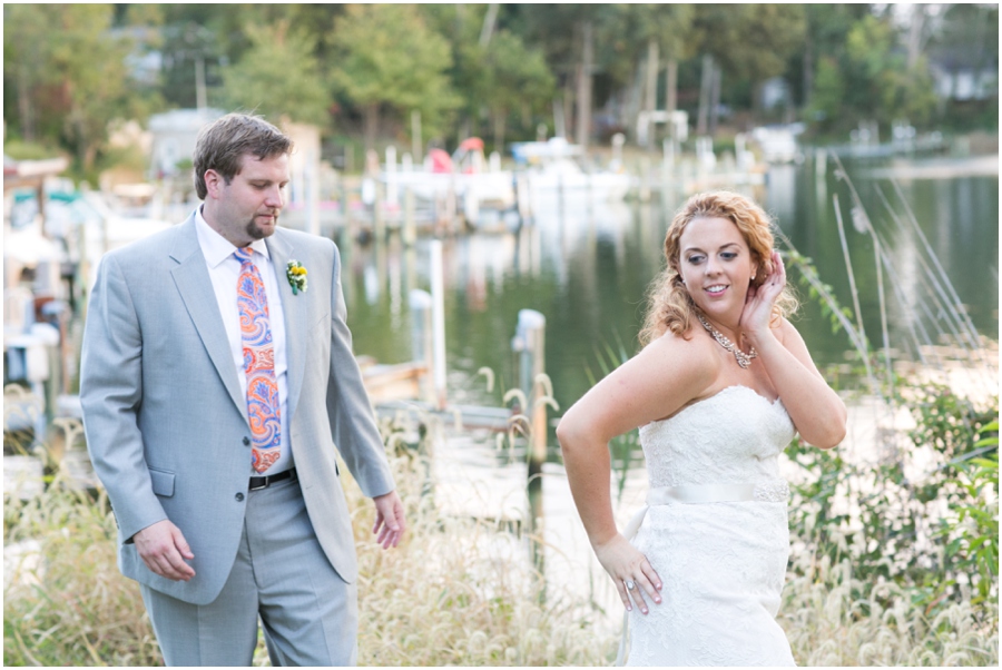 Nautical Solomon's Island Wedding Photographer - Docks Wedding Couple Portrait