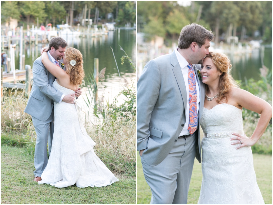 Rustic Solomon's Island Wedding Photographer - Sunset Wedding Couple Portrait