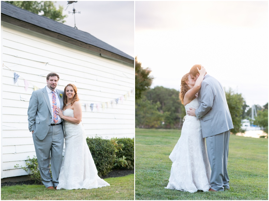 Rustic Solomon's Island Wedding Photographer - Sunset Wedding Couple Portrait