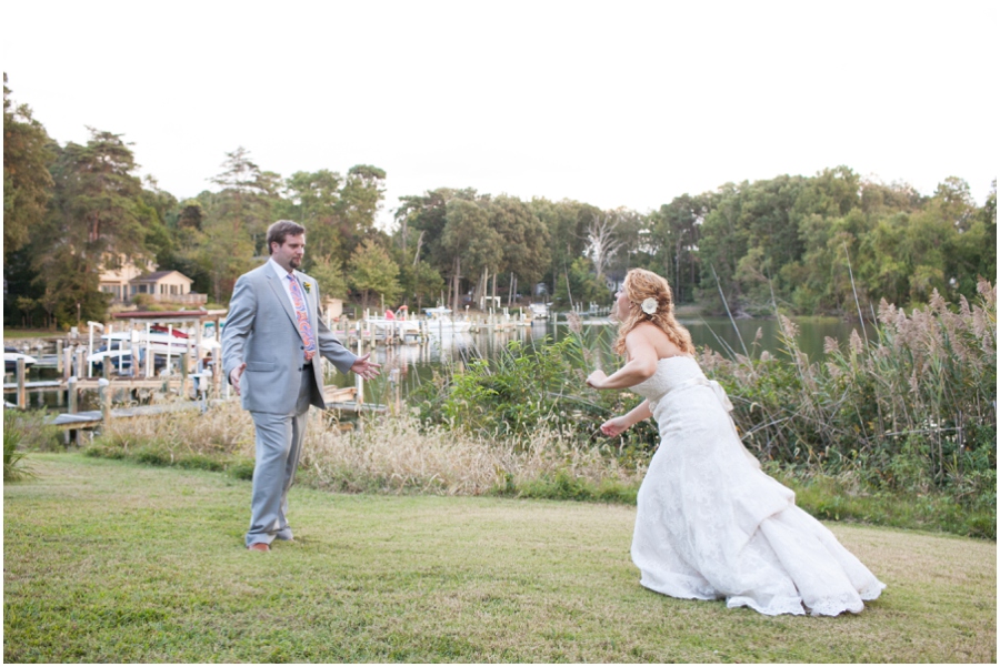 Rustic Solomon's Island Wedding Photographer - Sunset Wedding Couple Portrait