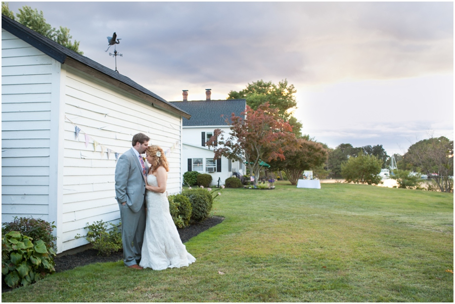 Rustic Solomon's Island Wedding Photographer - Sunset Wedding Couple Portrait