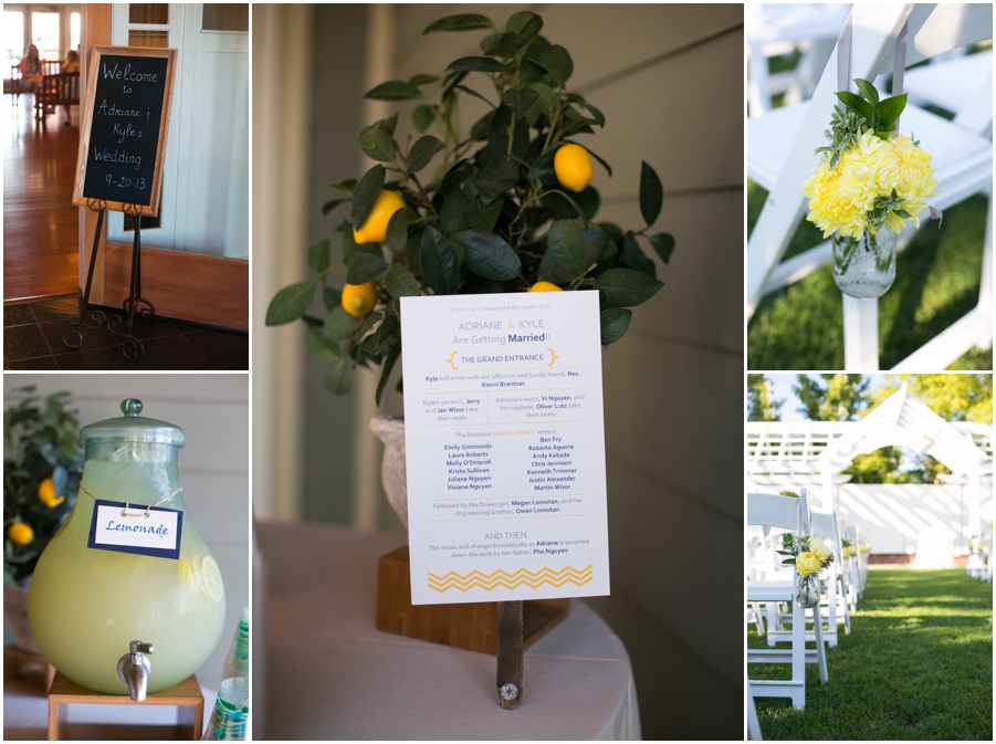 Chesapeake Bay Beach Club Yellow Details - Waterfront wedding Ceremony