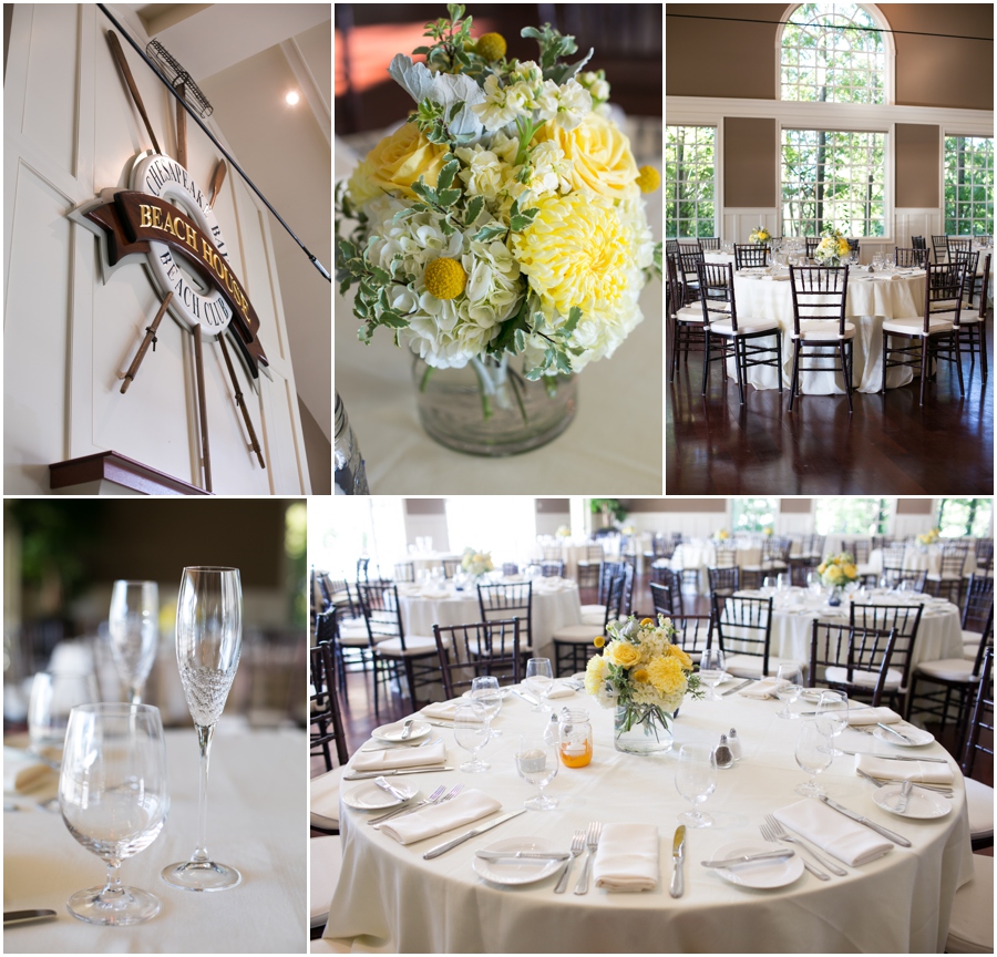 Chesapeake Bay Beach Club Reception - Yellow Reception Details - Eastern Shore Wedding Photographer