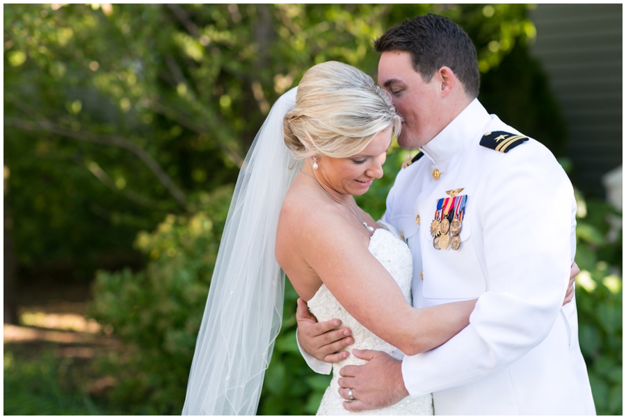 Chesapeake Bay Beach Club Military Wedding Photographer - Martina Liana Bridal Gown - Behind the Veil beauty