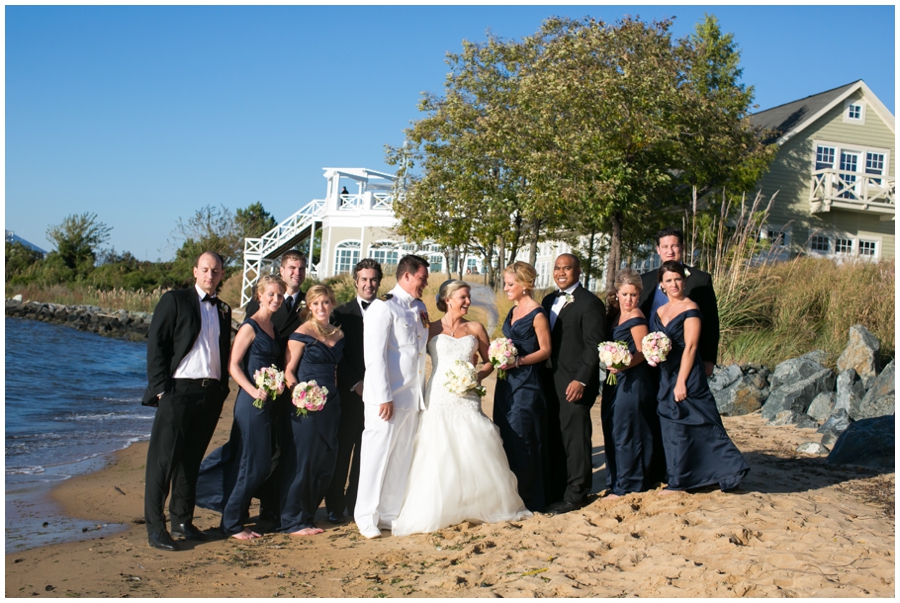 Chesapeake Bay Beach Club Military Wedding Photographer - Beach Wedding Party