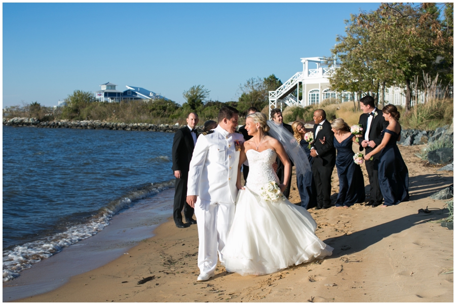 Chesapeake Bay Beach Club Military Wedding Photographer - Beach Wedding Party