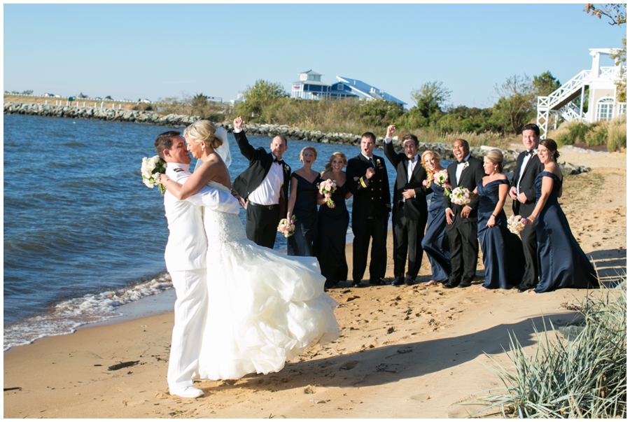 Chesapeake Bay Beach Club Military Wedding Photographer - Beach Wedding Party