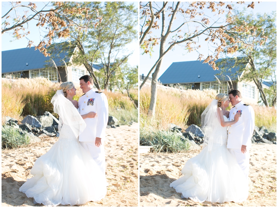 Chesapeake Bay Beach Club Military Wedding Photographer - Beach Wedding Love Portrait